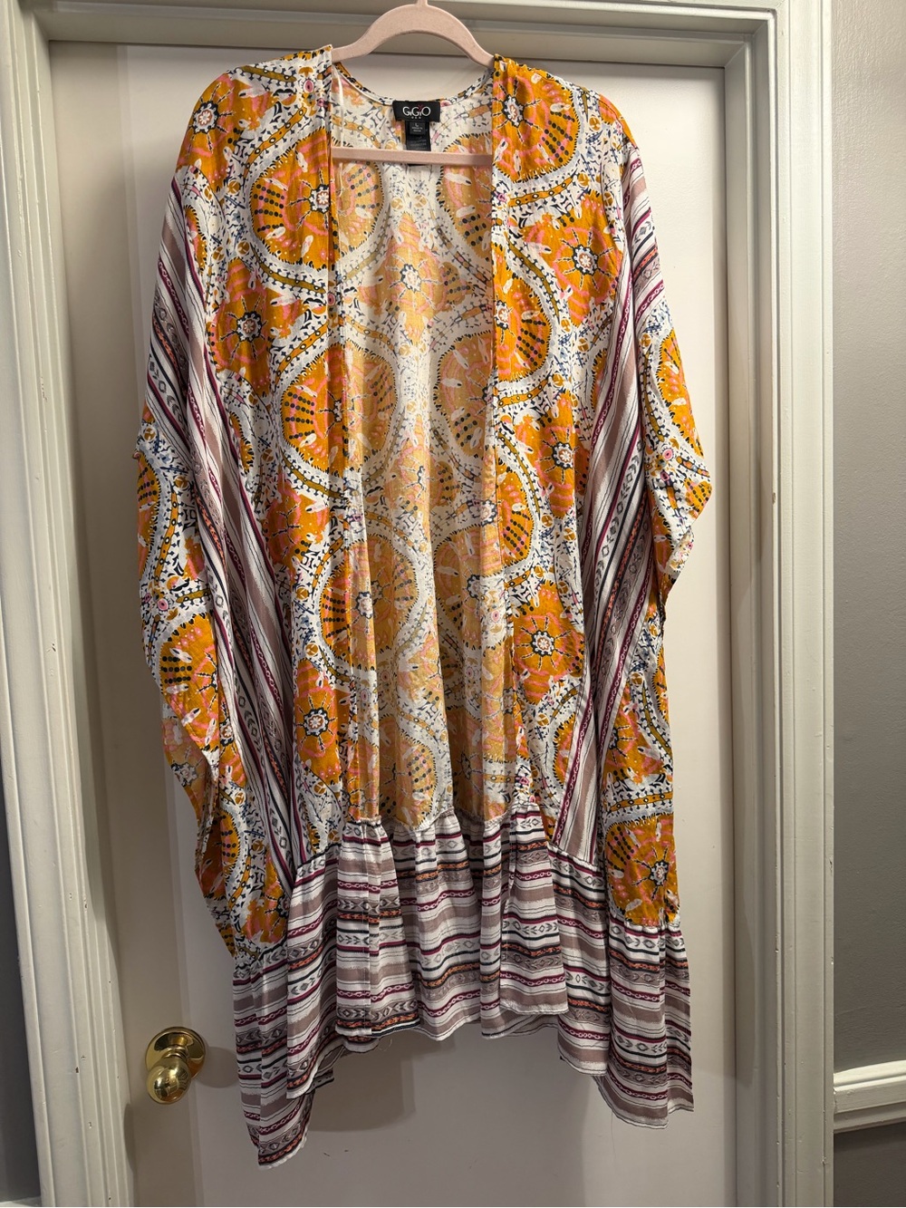 GC&Co. Orange Bohemian Open-Front Tunic Kimono L